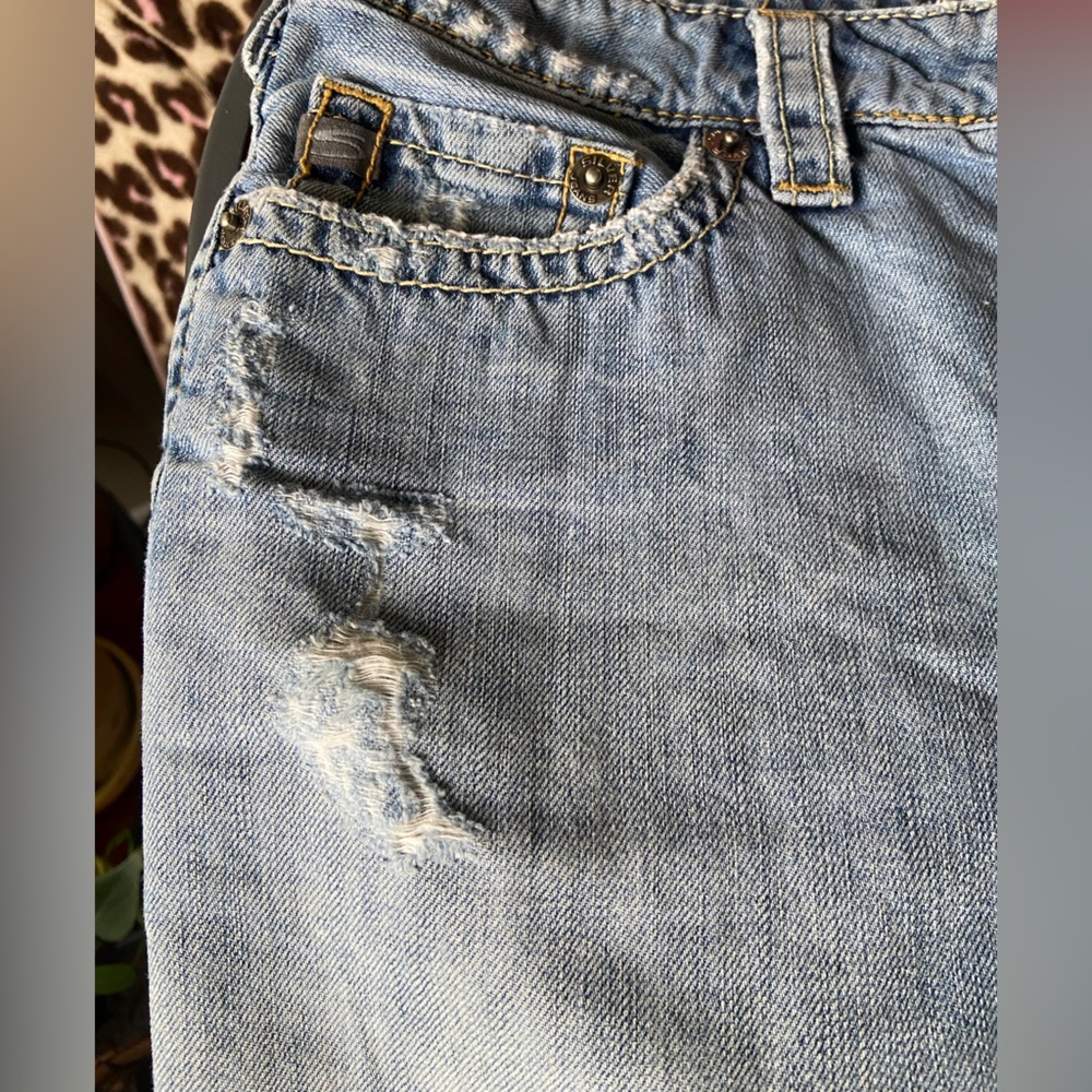 Silver Jeans Pocketed Mini Frayed Denim Skirt